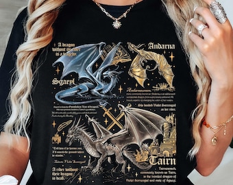 Fourth Wing Dragon Comfort Colors® Shirt, Basgiath War College Shirt, Dragon Rider Shirt, Tairn & Andarna T-Shirt, Bookish Gift for Readers