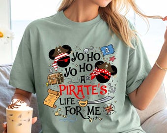 Yo Ho Yo Ho A Pirate's Life For Me Shirt, Mickey and Minnie Disney Pirate Cruise T-Shirt, Disney Cruise Pirates of Caribbean T-Shirt