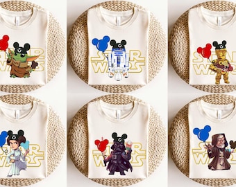 All Star Wars Characters Shirt with Mickey Balloon, Star Wars Family Shirts, Star Wars Disney Shirt, Star Wars Disneyland Trip Shirt