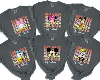 Comfort Colors Disney 100 Days Of School Team Shirt, Disney Mickey and Friends 100 Days of School Shirt, Teacher Team Shirt,Elementary Shirt