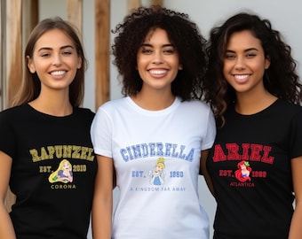 Disney Princess Shirts, Disney Comfort Colors® Ariel Shirt, Princess Cinderella, Princess Rapunzel, Birthday  Gift, Disney Princess T-shirt