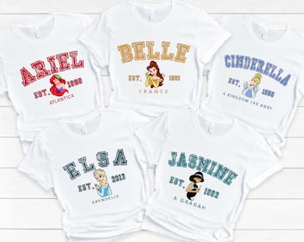 Disney Princess All Characters Shirt,  Ariel Belle Cinderella Elsa Jasmine Merida Moana Pocahontas Rapunzel Tiana Disney Princess Shirt