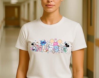 Comfort Colors® Disney Nurse Shirt, Cute Minnie, Mickey & Stitch Nurse Tee, Nurse Life T-Shirt Gift, Nursing School or Graduation Top