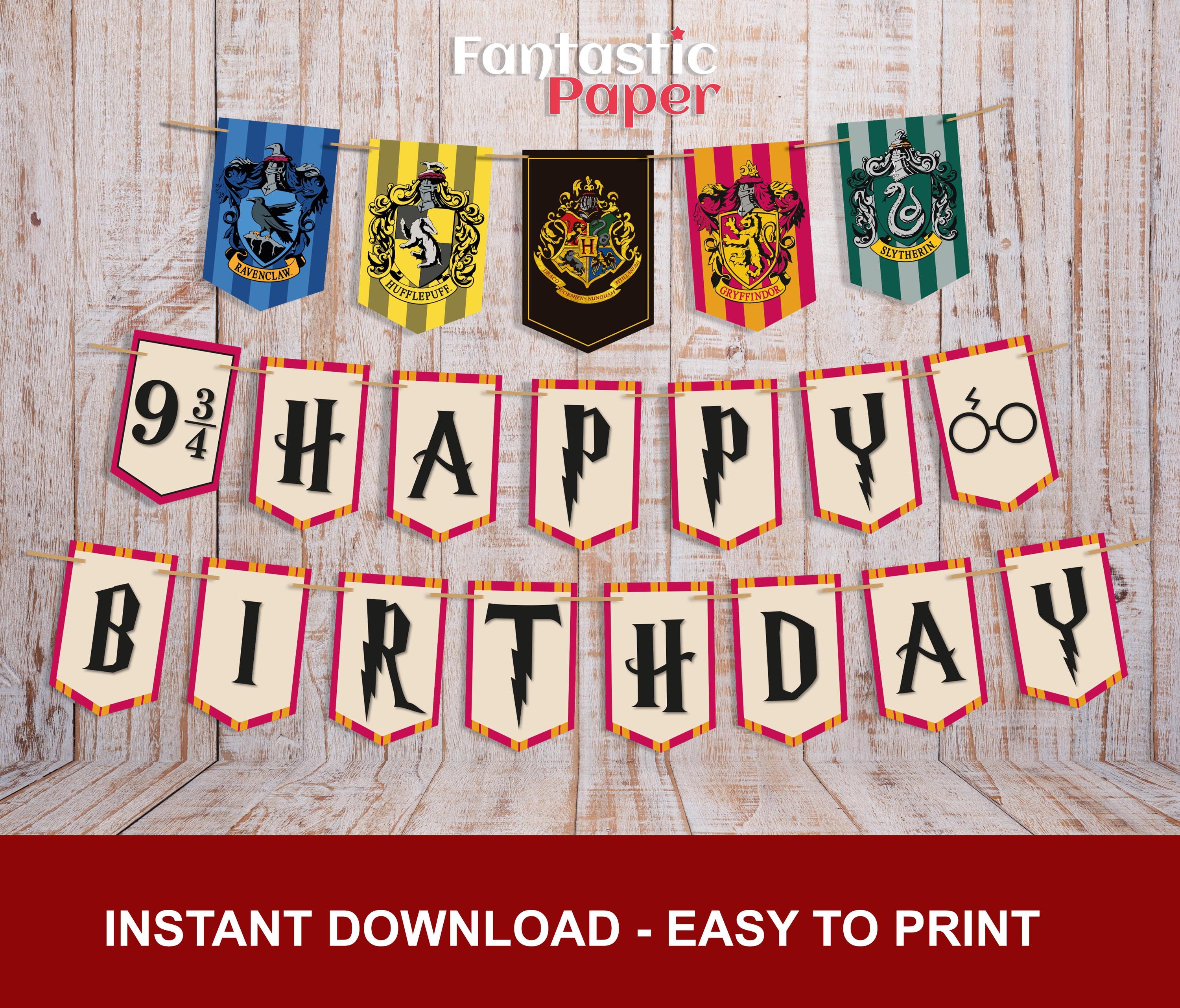 Potter Magical Wizarding Party Printable Banners| House and Name Banners | Perfect for Graduation & Birthday Celebrations