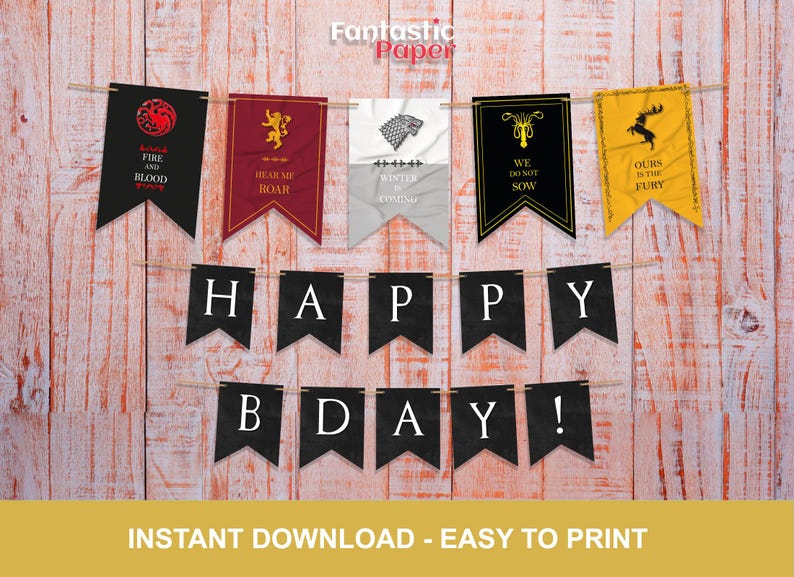 Game of Thrones Party Printable Banners| House and Name Banners ...