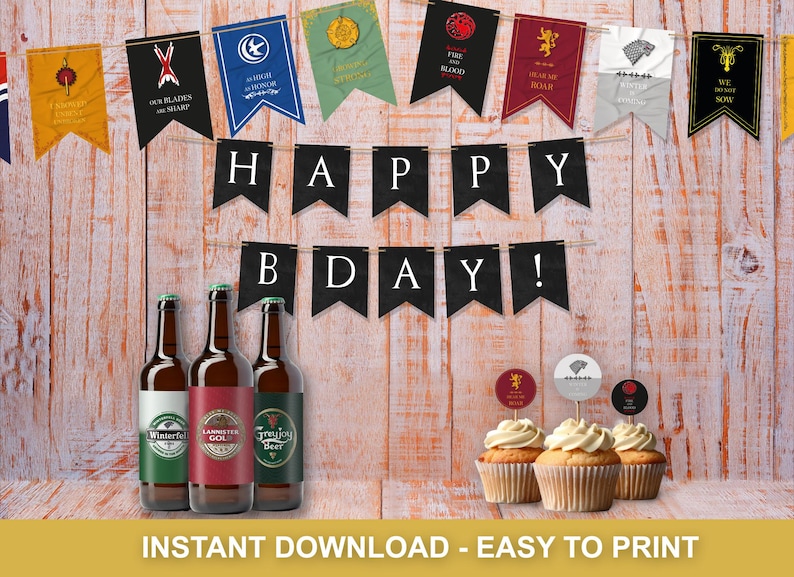 Game of Thrones Party Printable Bundle Game of Thrones House Banners ...