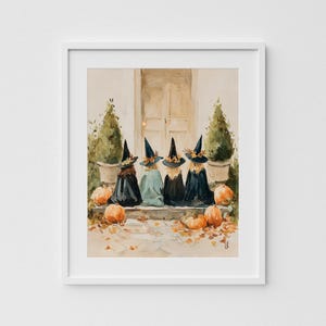 Whimsical Witch Art Print: Vintage Halloween Decor (Digital Download)