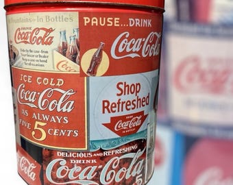 Contenitore pubblicitario vintage in latta della Coca-Cola degli anni '90, 5 centesimi, da collezione, LE