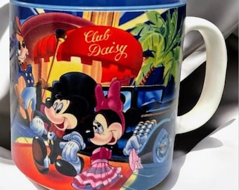 Taza vintage de Disney MGM Studios Club Daisy Mickey Minnie de 1987 con caja, Japón - coleccionable