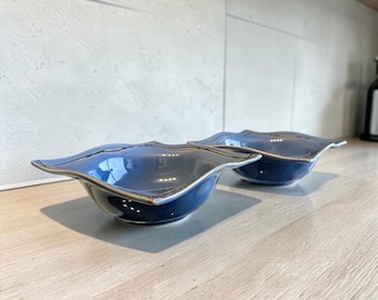 ヴィンテージスタジオノヴァ ミスティックコーブブルー HA103 スクエアリムスープボウル2個セット モダン