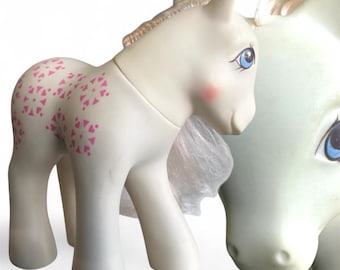 Figura vintage My Little Pony G1 Twice As Fancy "Sundance", pelo blanco y rosa, Hasbro 1988 - coleccionable