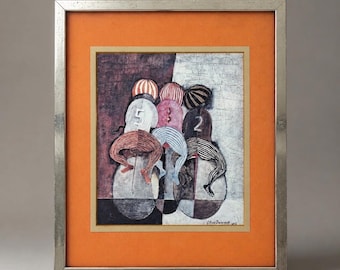 Graciela Rodo Boulanger 1975 Lámina enmarcada Arte abstracto moderno de mediados de siglo - Bolivia
