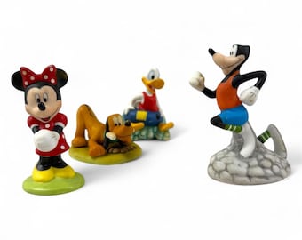 Vintage (1980s) Disney Ceramic Figurines Set Pluto Donald Goofy Minnie  - Coll