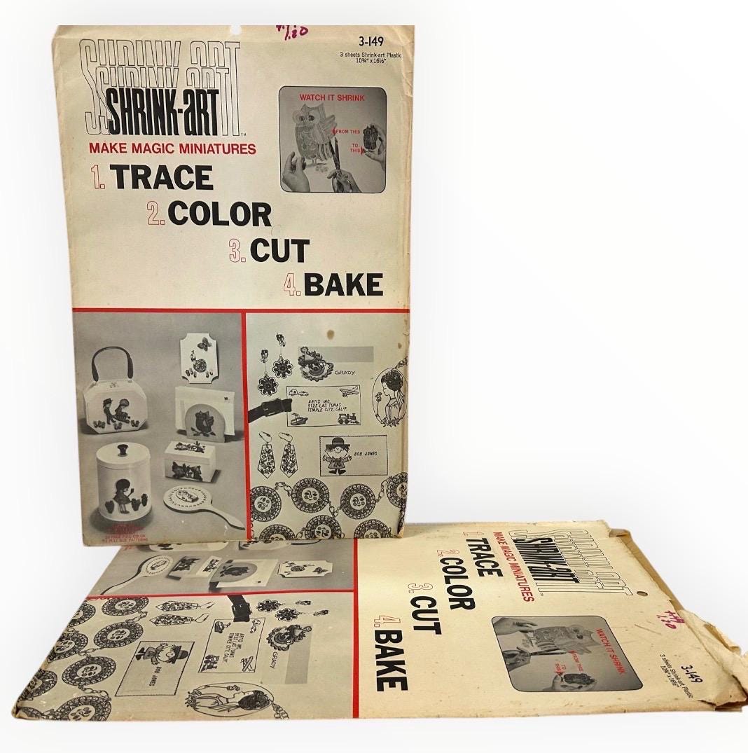 Vintage Shrink-Art Make Magic Miniatures Plastic Sheets Lot of 2 Artis Inc (1 factory sealed)
