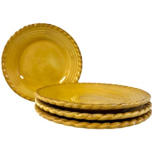 Vintage Artimino Tuscan Countryside Yellow Stoneware Handcrafted Salad Plate Set Of 4 - discontinued