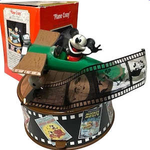 Vintage Disney Enesco Mickey Mouse “Plane Crazy” Music Box 1998 Rare Collectible
