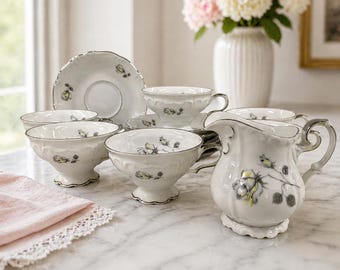 エーデルシュタイン・ババリア マリア・テレジア ティーセット カップ6客、ソーサー6枚、クリーマー付き 23353 ドイツ製 ヴィンテージ