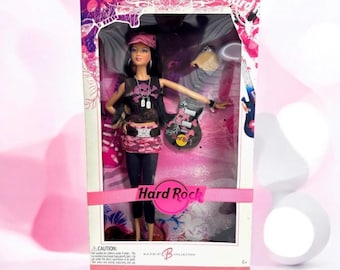 2007 Barbie Hard Rock Cafe Pink Label Doll Mattel Guitar Collectors - Doll NRFB Rare
