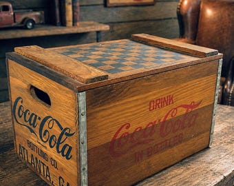 Vintage Coca-Cola houten krat kist damdeksel Atlanta GA 18"