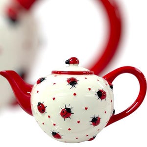 Lovely Ladybug Ceramic Teapot By Burton & Burton - Vintage (2005) Collectible