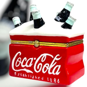 Vintage 2002 Coca Cola Cooler With Bottles Ceramic Trinket Box - Collectible