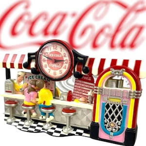 Vintage 90’s Coca Cola Diner-themed 3D Wall Clock / Art - Retro Collectible