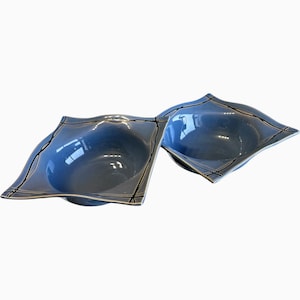 Set Of 2 Studio Nova Mystic Cove Blue 8.5” Square Soup Bowls - Discontinued