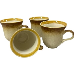 Vintage MIKASA &quot;WHOLE WHEAT&quot; Speckled Brown/Tan Coffee Mugs Cups Japan- set Of 4
