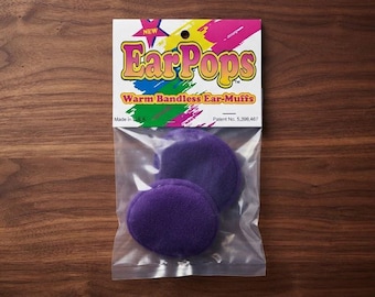 Ear Pops Bandless Ear Muffs Deep Purple Size LARGE