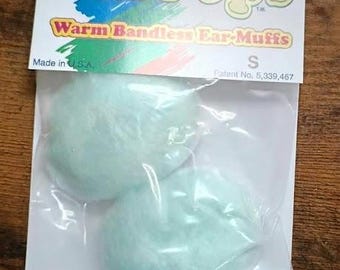 Mint Green Faux Fur EarPops Microfiber Fleece Bandless Ear Muffs: Size SMALL