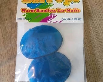 Royal Blue Faux Fur Bandless Ear Muffs: Warm Fleece EarPops Size SMALL
