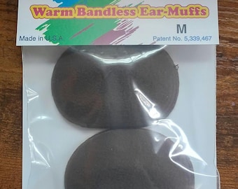 EarPops Bandless Ear Muffs: Brown Microfiber Fleece,  Size MEDIUM