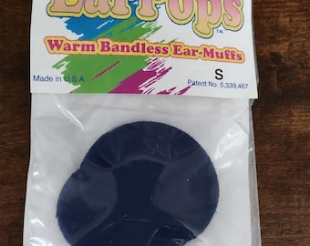 Ear Pops Warm Bandless Ear Muffs! NAVY BLUE size LARGE