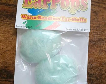Mint Green Faux Fur EarPops Microfiber Fleece Bandless Ear Muffs: Size MEDIUM