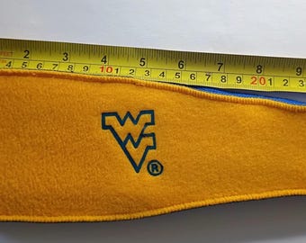 Reversable West Virginia Headband Yellow To Blue Thick Plush Ear Warmer