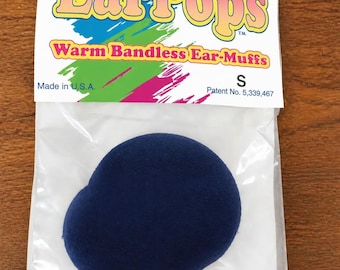 Ear Pops Warm Bandless Ear Muffs! NAVY BLUE size SMALL