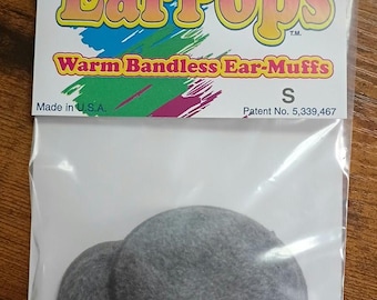 EarPops Microfiber Fleece Dark Grey Bandless Ear Muffs, Size SMALL