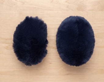 Ear Pops Bandless Ear Muffs! Dark Navy Blue FAUX FUR Size Small