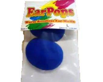 Royal Blue Bandless Ear Muffs: Warm Fleece EarPops (Size Large)