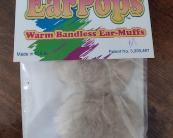 Ear Pops Warm Bandless Ear Muffs! BEIGE/ Tan Faux FUR Size MEDIUM