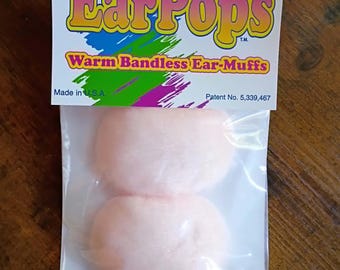 Ear Pops Warm Bandless Ear Muffs Peach FAUX FUR size LARGE