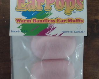 Ear Pops Warm Bandless Ear Muffs Regular Pink size SMALL