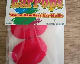 EarPops Bandless Micro Fiber Fleece Ear Muffs; Faux Fur Red Size SMALL