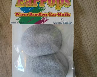 EarPops Light Grey Bandless Ear Muffs: Warm Fleece, Size SMALL