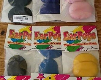 Ear Pops Variety Pack – 3 Warm Bandless Ear Muffs (Small, Medium, Large Assorted Colors)
