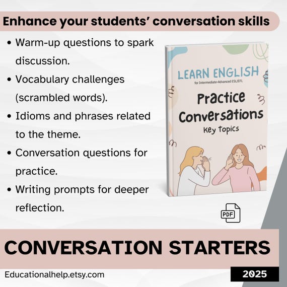 ESL Conversation Starter Cards from Intermediate-Advanced hone your conversation and students communication skills with this bundle (PDF)