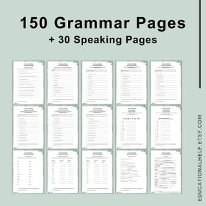 150 Grammar and 30 vocabulary Worksheets for ESL Class - Homeschooling English Worksheet PDFs English Teaching Printables Instant Download