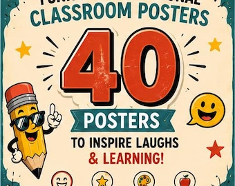 40 Funny Motivational Classroom Posters Printable | Positive Teacher Wall Art | Colorful School Decor | Instant Digital Download
