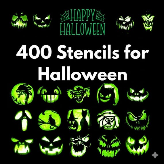 400 Halloween Pumpkin Carving Stencils Scary & Spooky Patterns pumpkin designs home décor diy bundle stencils  (Digital Download PDF)