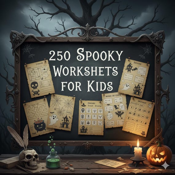 250 Halloween Activity Pages: Masks, Colouring Book, Bookmark,s Nursery and Kindergarten Worksheets for Kids and Elementary school easy